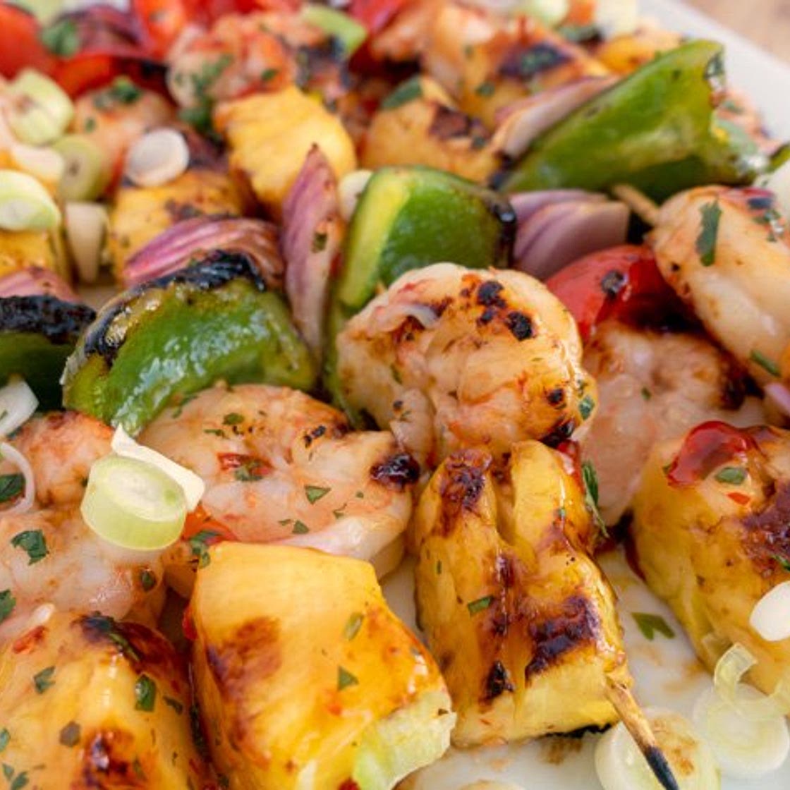 Sweet Chili Shrimp and Pineapple Skewers: