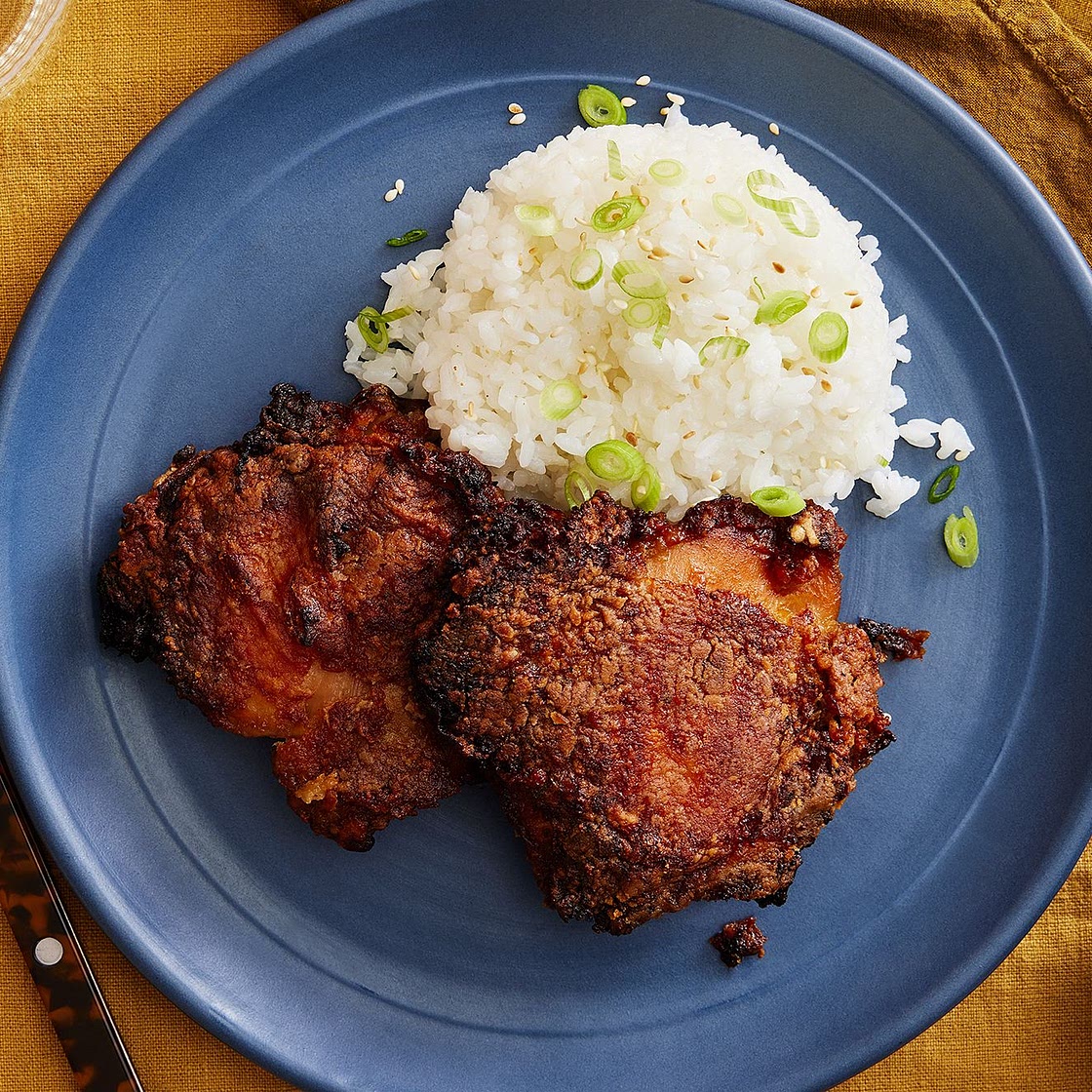 Oven-Fried Soy Sauce & Ginger Chicken Thighs