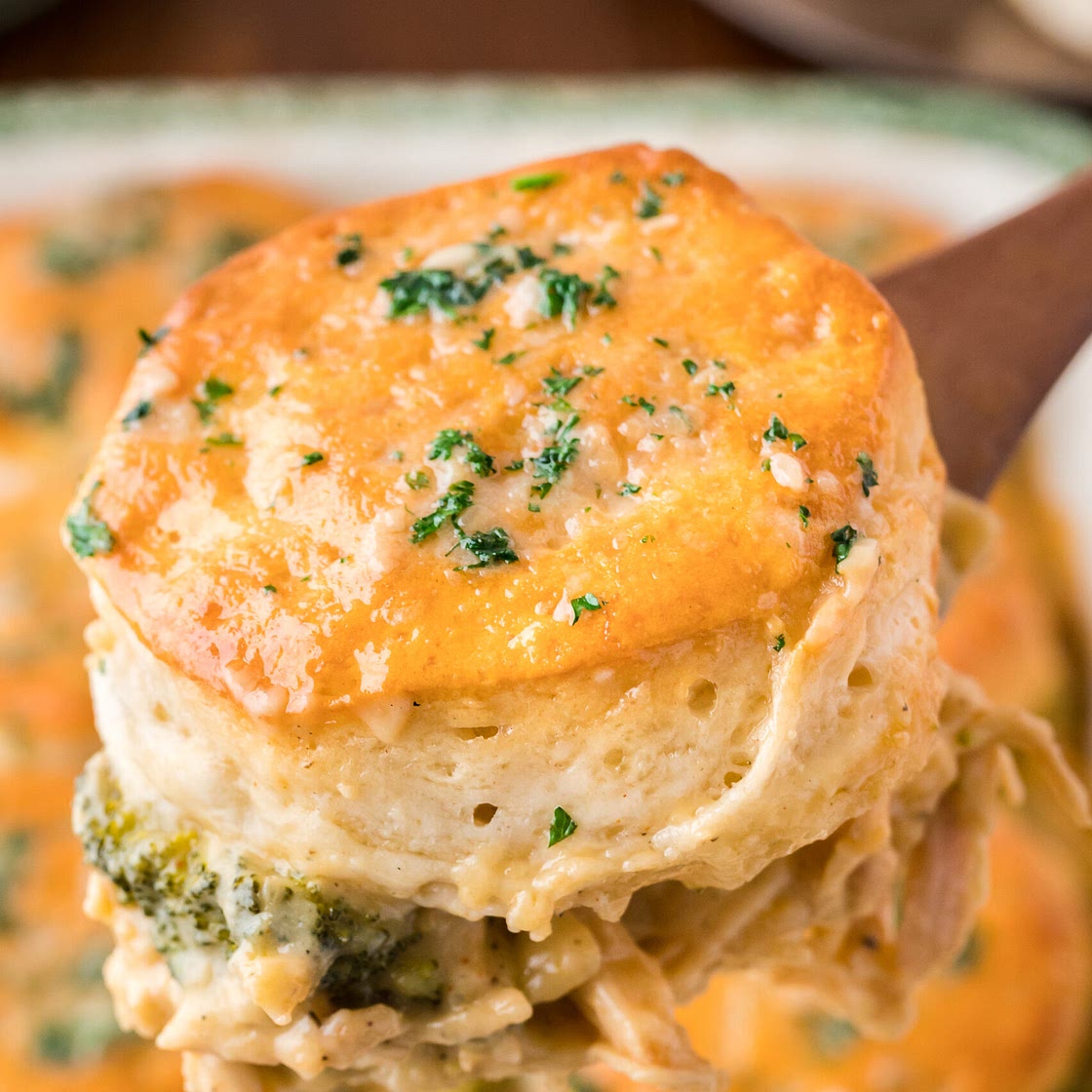 Broccoli Cheddar Biscuit Casserole