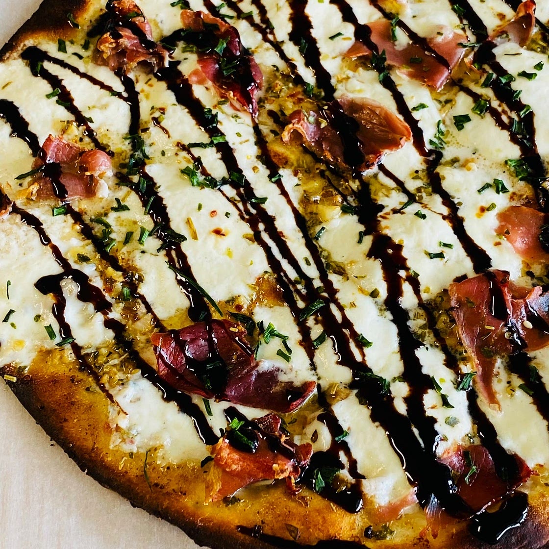 Burrata Prosciutto Outdoor Pizza