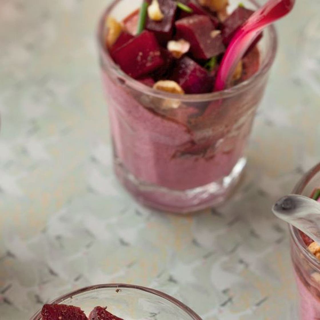 Verrines de betterave et fromage frais