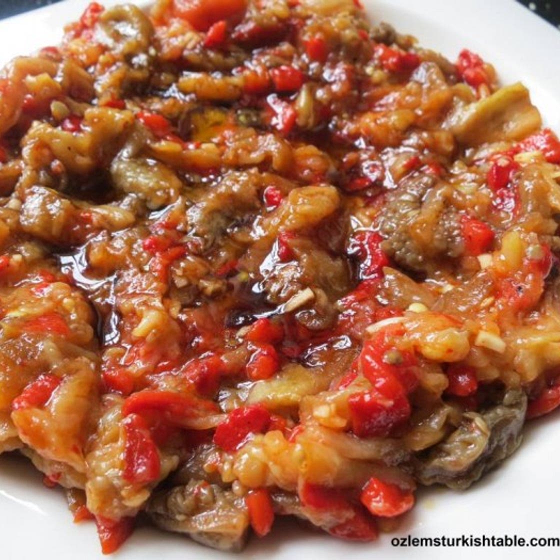 Baba ghanoush-Abagannuc; burnt eggplant salad with garlic, olive oil