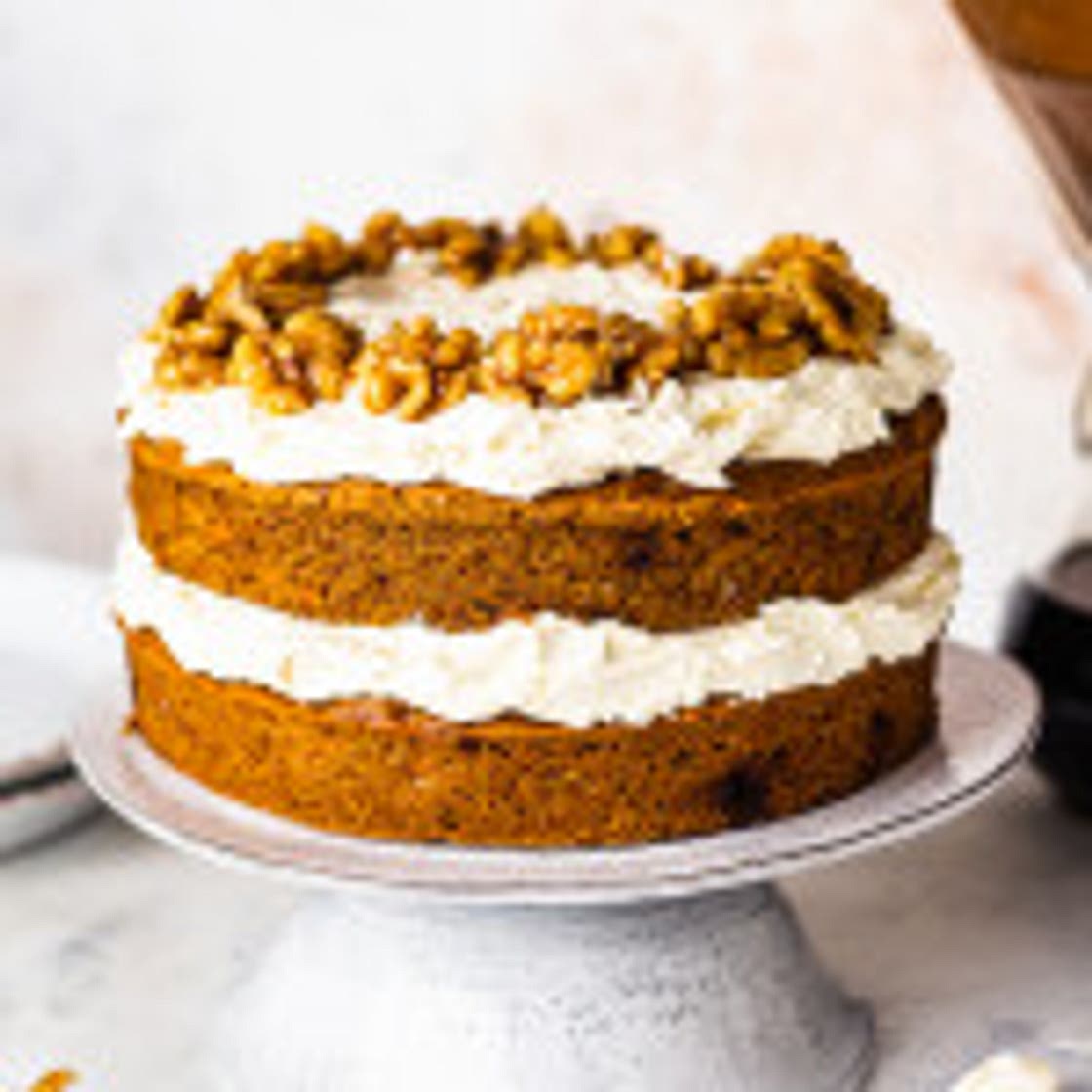Vegan carrot cake with cream cheese frosting
