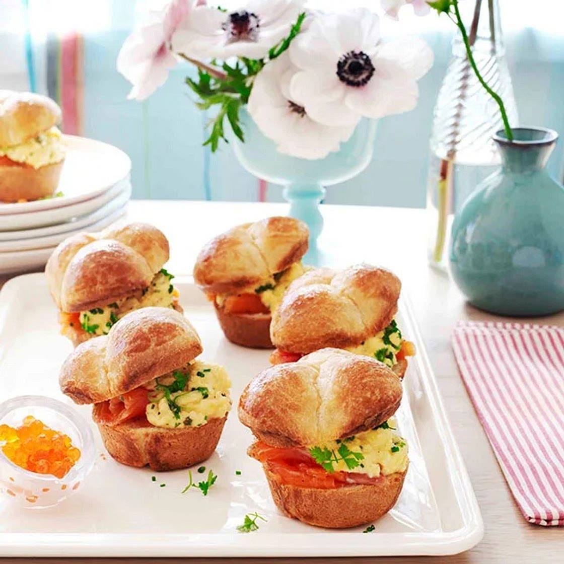 Brioche rolls with scrambled egg and citrus-cured ocean trout