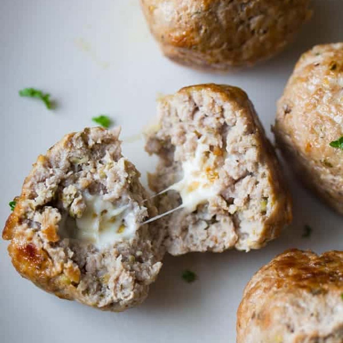 Feta-Stuffed Greek Turkey Meatballs