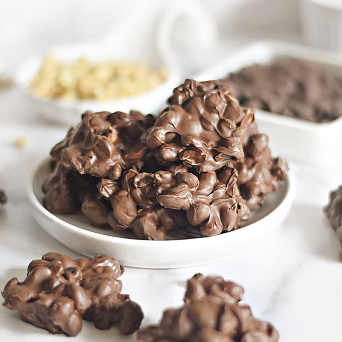Chocolate Peanut Clusters Made with Two-Ingredients