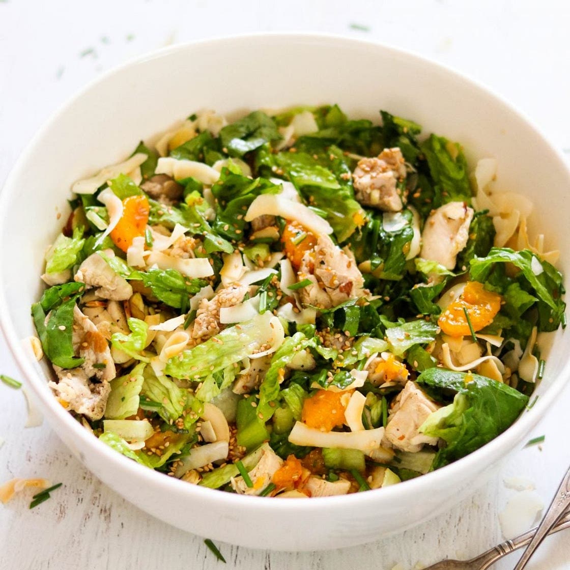 Paleo & Whole30 Mandarin Chicken Salad with Coconut Chips
