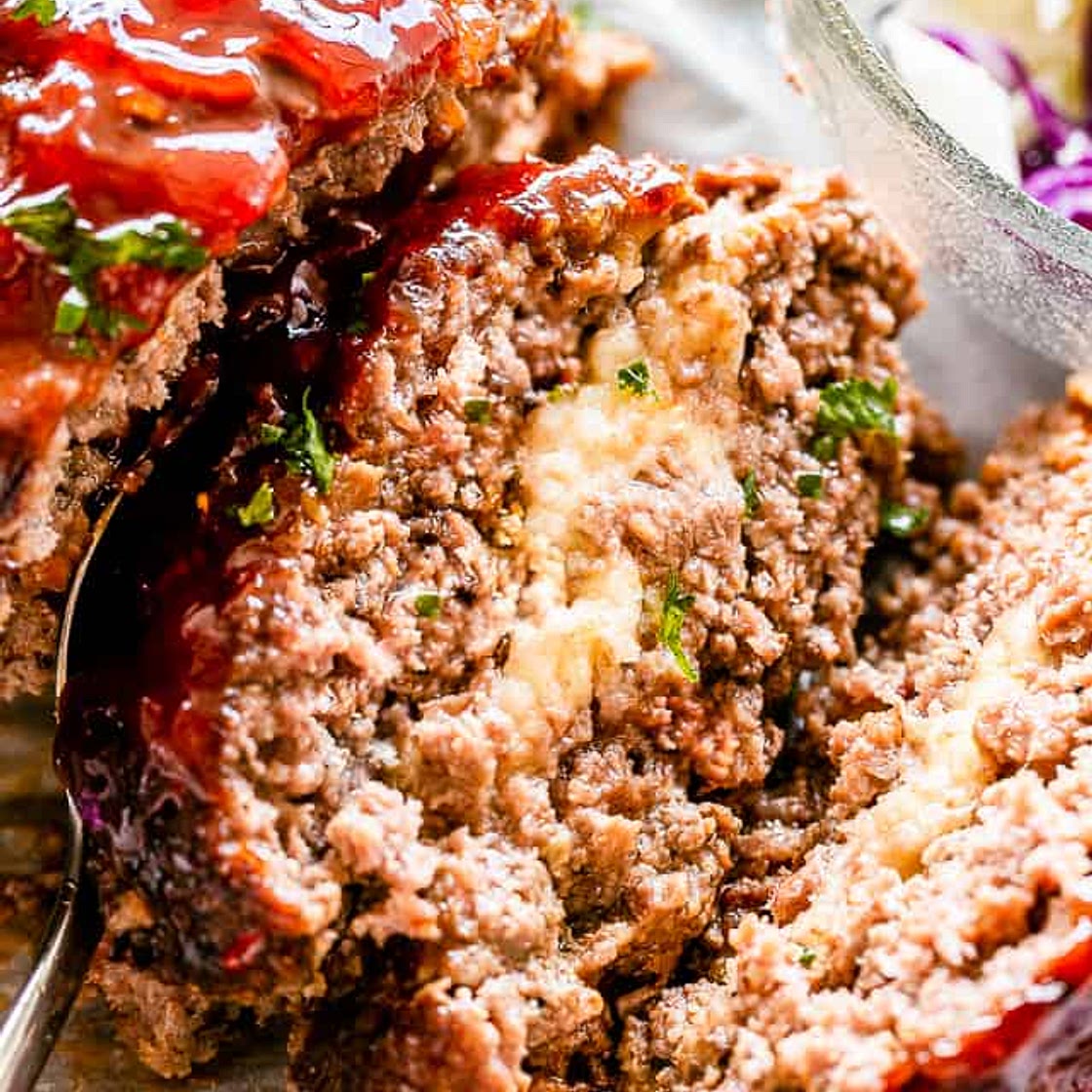 Mozzarella Stuffed Crockpot Meatloaf