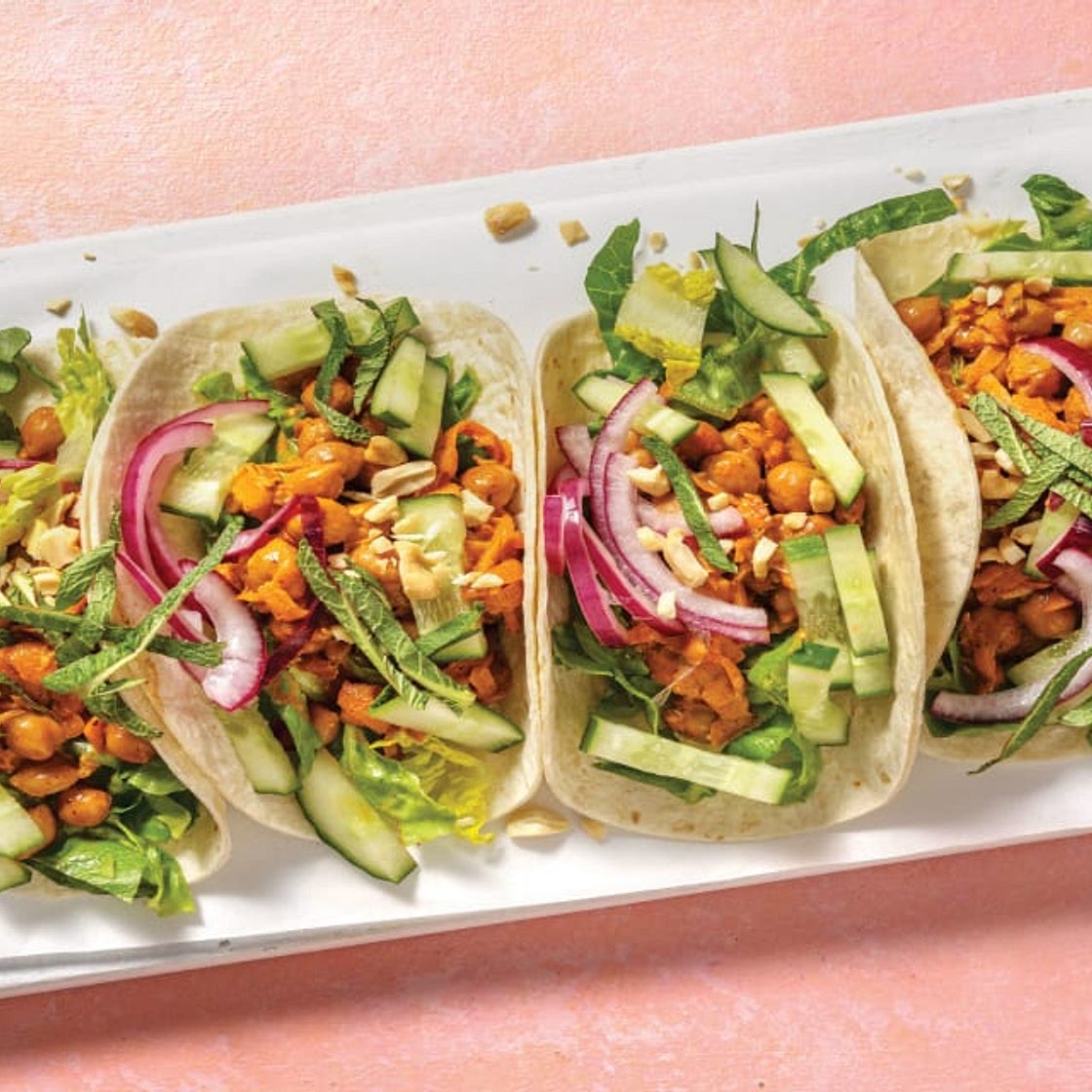 Creamy Indian Chickpea Tacos with Pickled Onion & Roasted Cashews