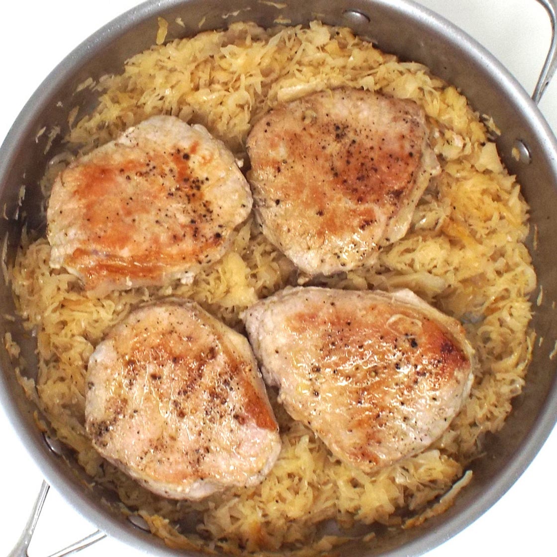 Skillet Pork Chops and Sauerkraut