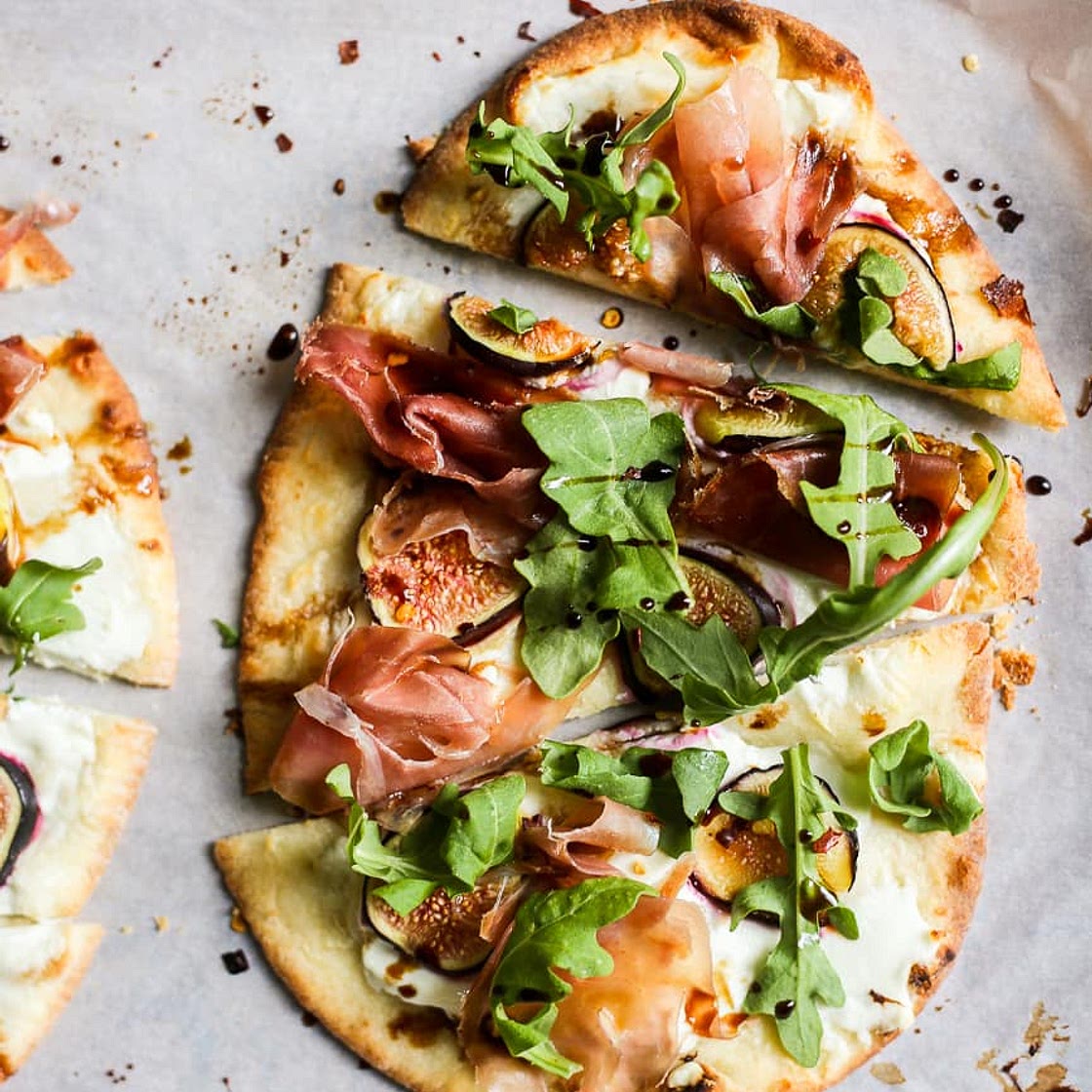 Easy Goat Cheese, Prosciutto and Fig Flatbreads