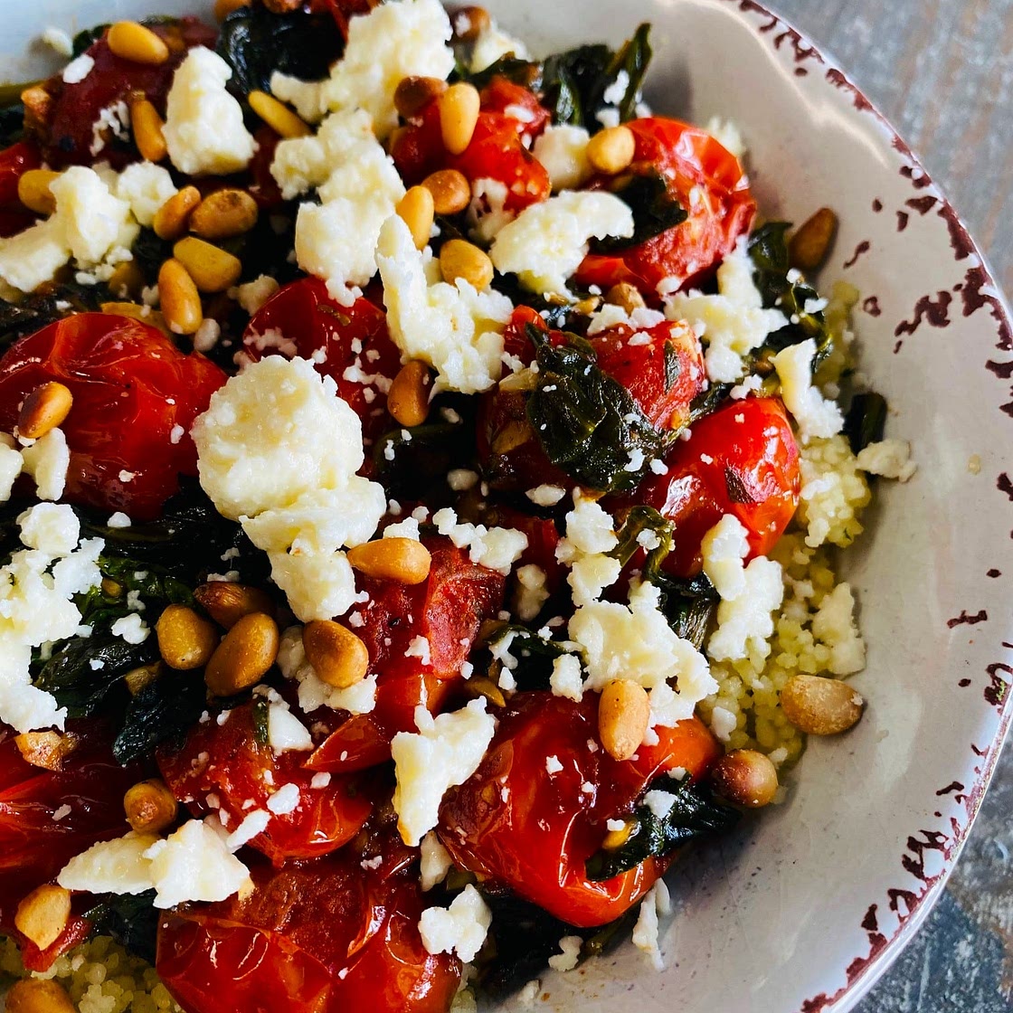 Tomato Spinach Couscous Bowls