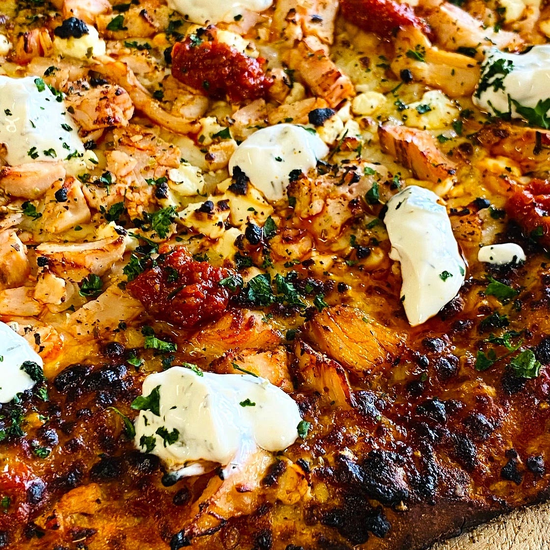 Harissa Chicken Outdoor Pizza