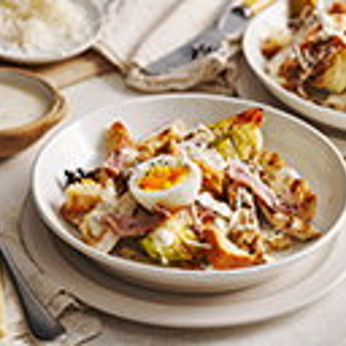 Charred cabbage chicken Caesar salad