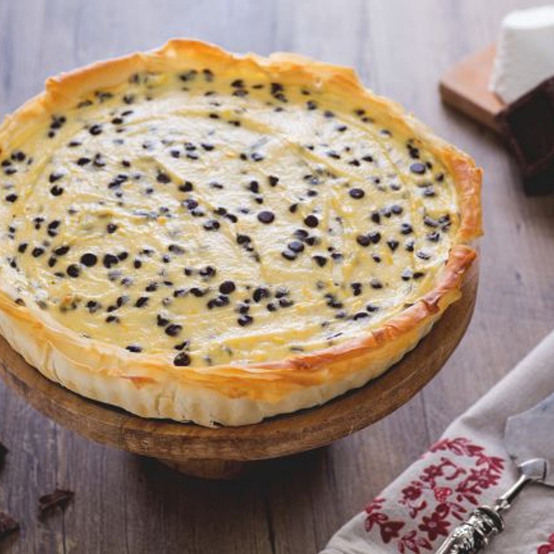Torta di pasta fillo con ricotta e cioccolato
