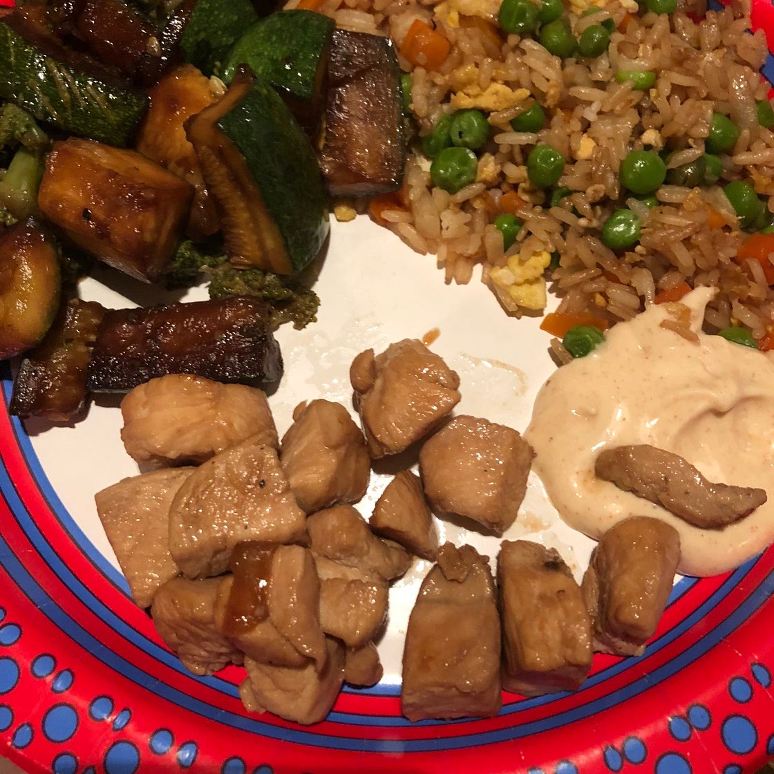 Japanese Steakhouse Hibachi Chicken and Steak With Vegtables