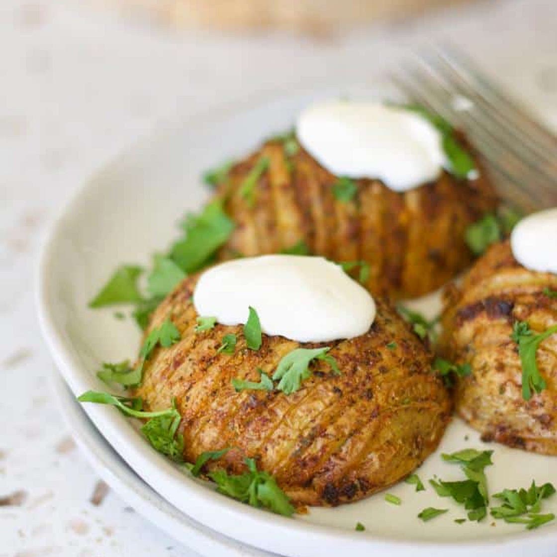 Air fried Hasselback potatoes