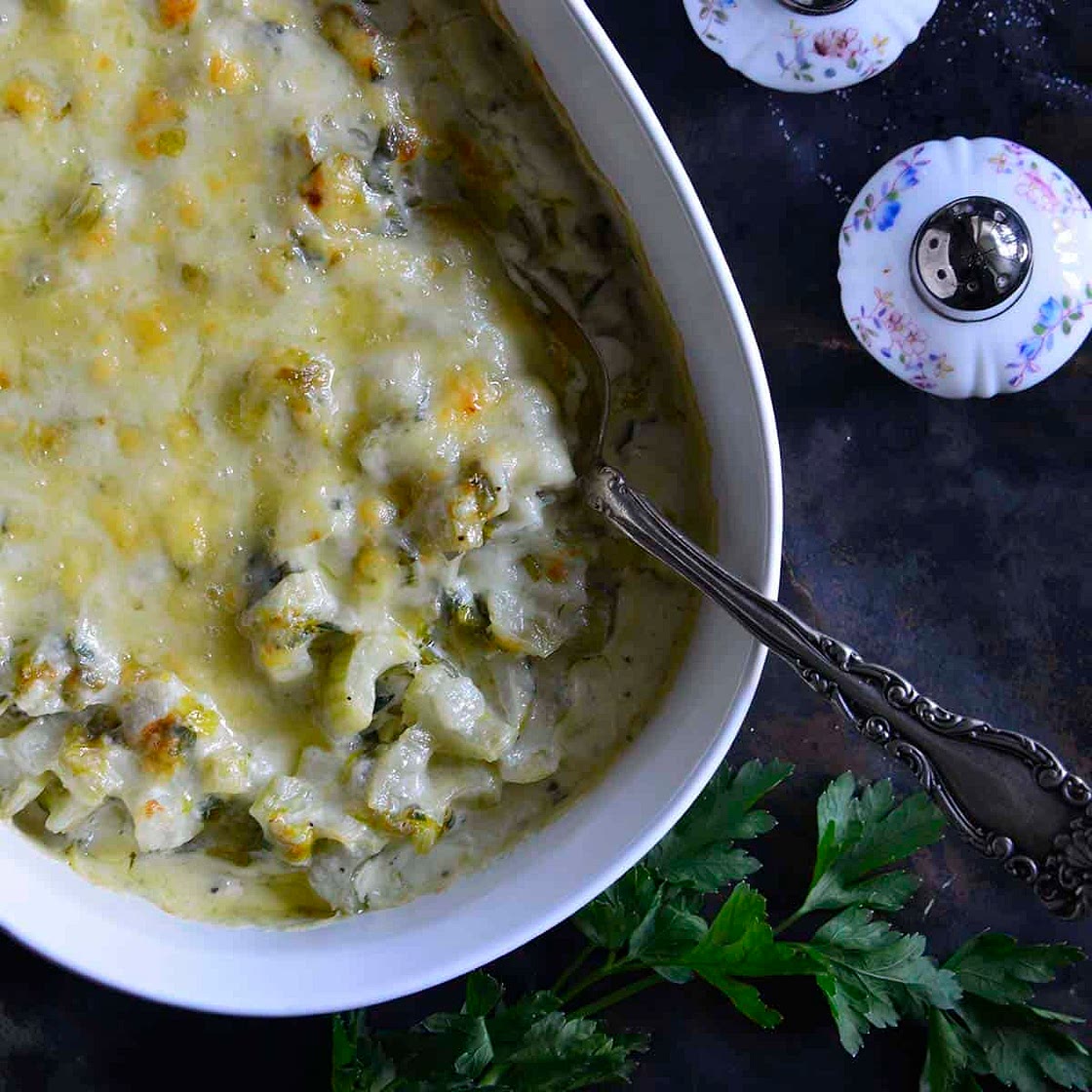 Cheesy Celery Gratin Recipe