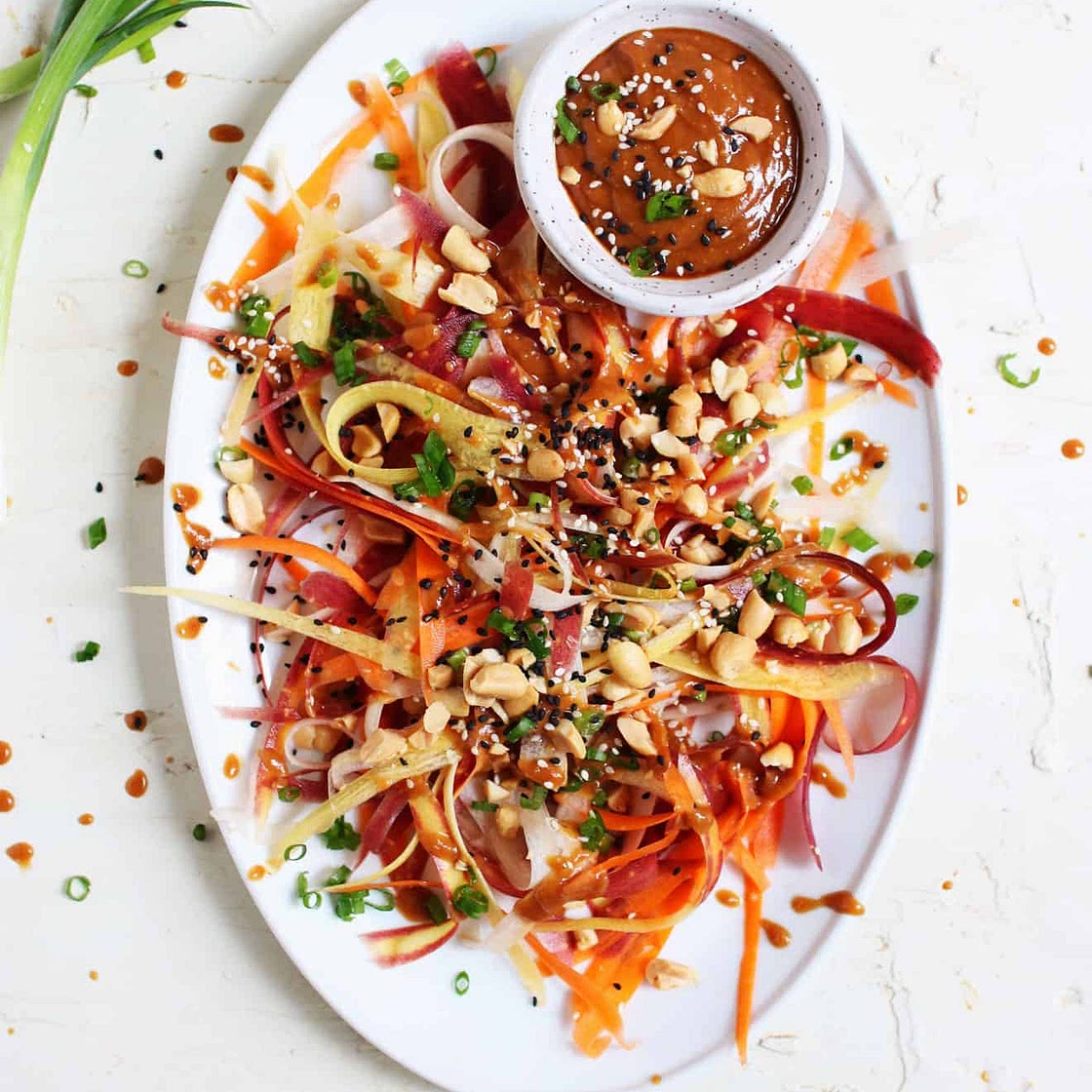 Ribbon Carrot Salad + Peanut Sauce