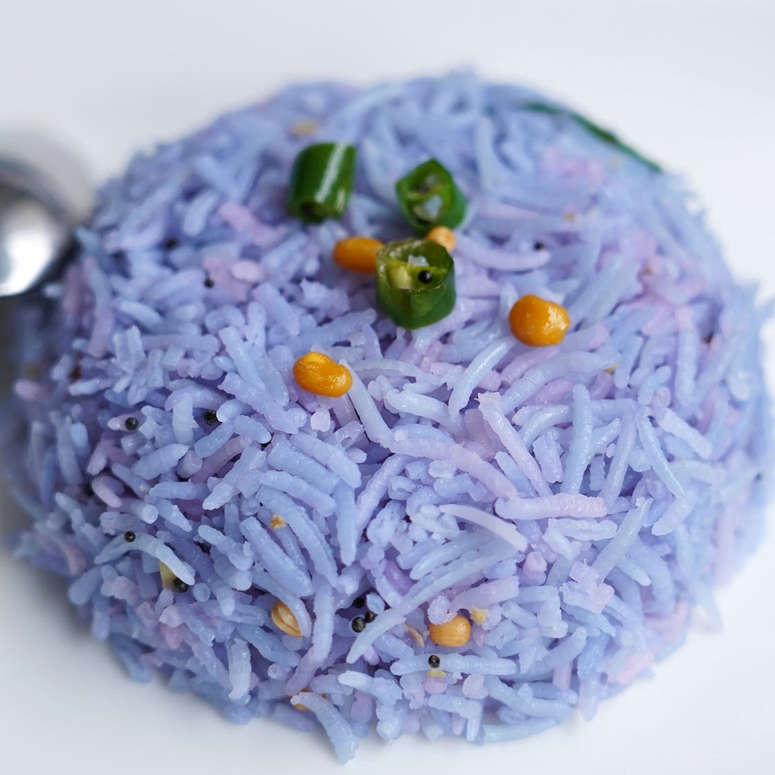 South Indian style Blue rice, Butterfly pea flower rice