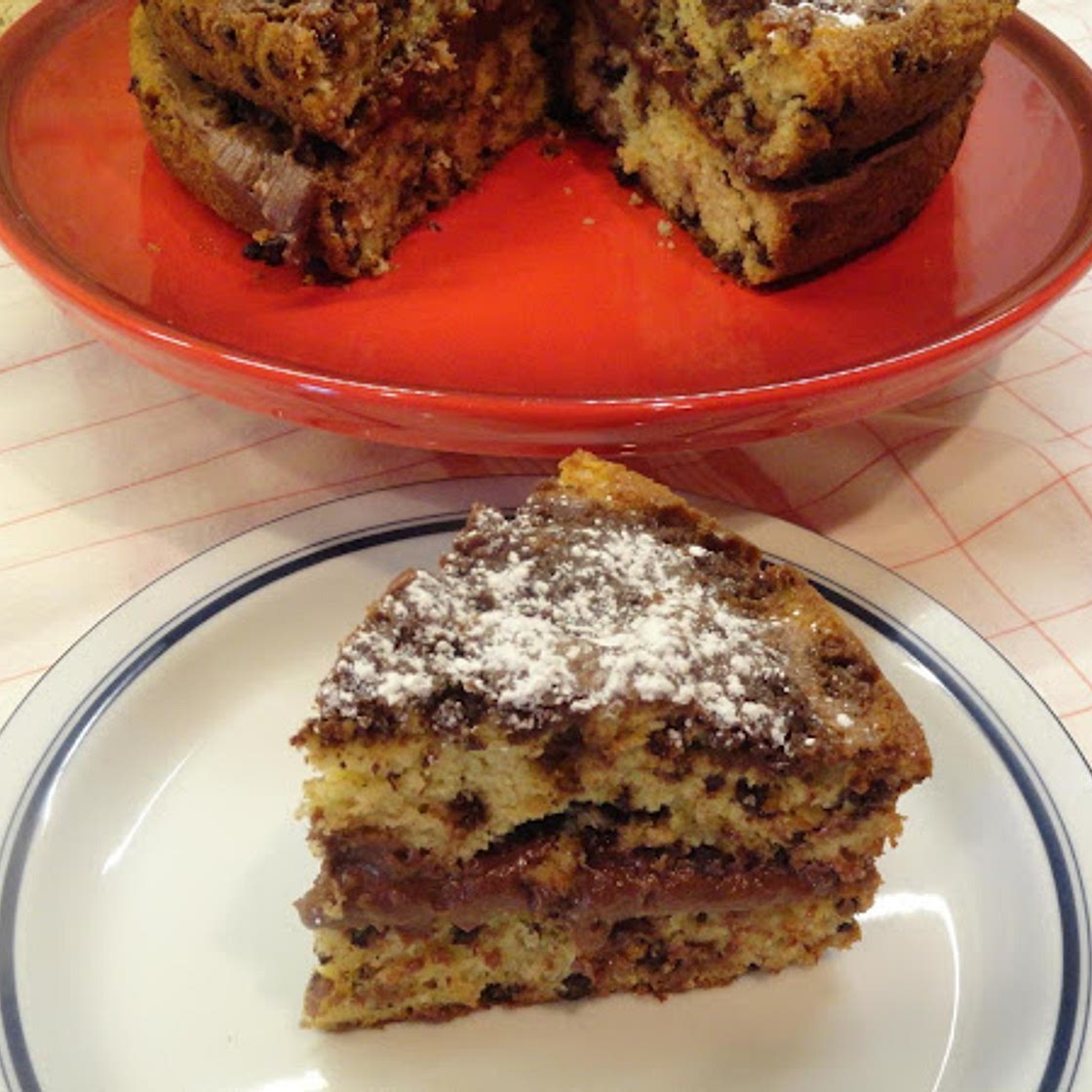 Cream Filled Chocolate Chip Crumb Cake