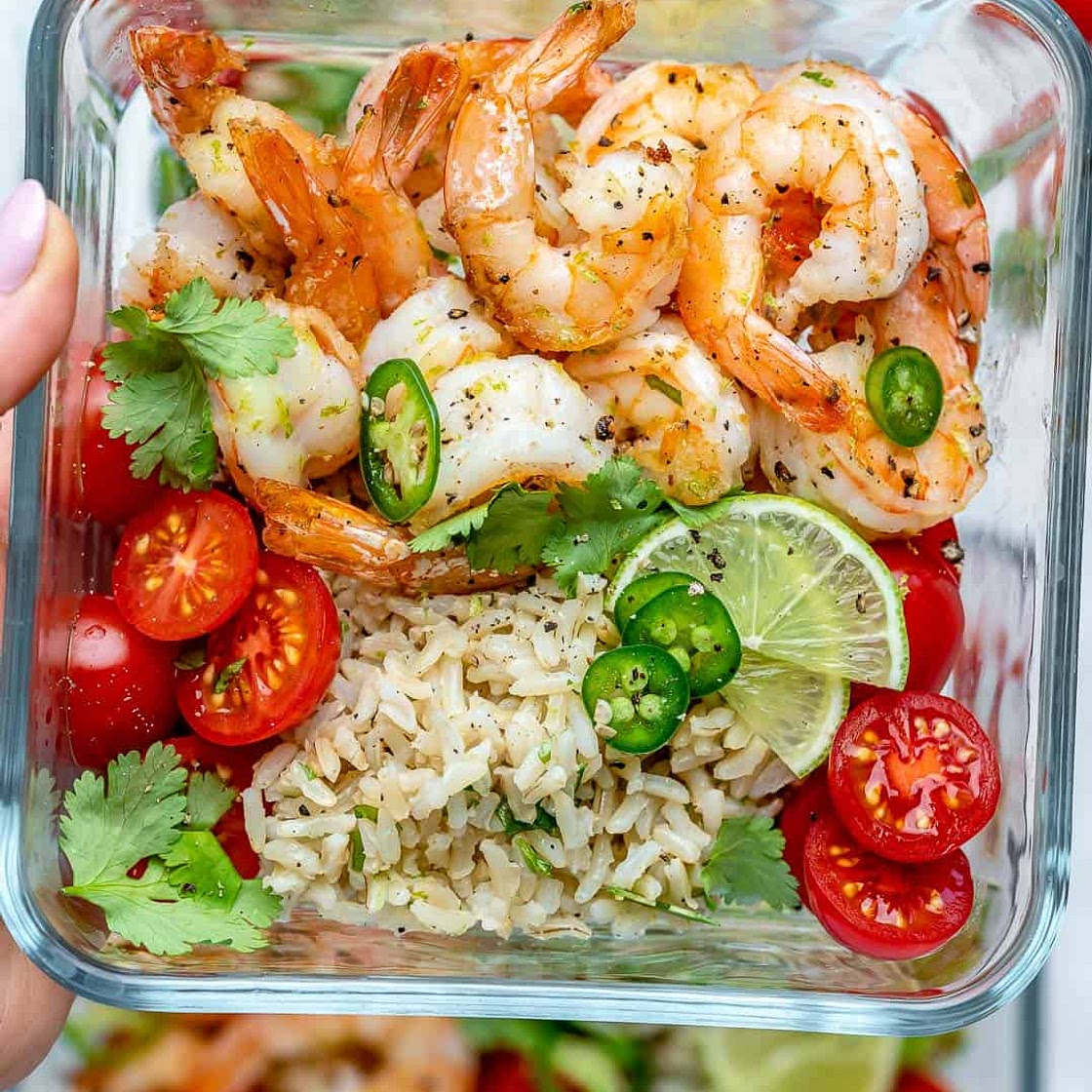 Garlic Shrimp Meal Prep Bowl With Cilantro Lime Rice