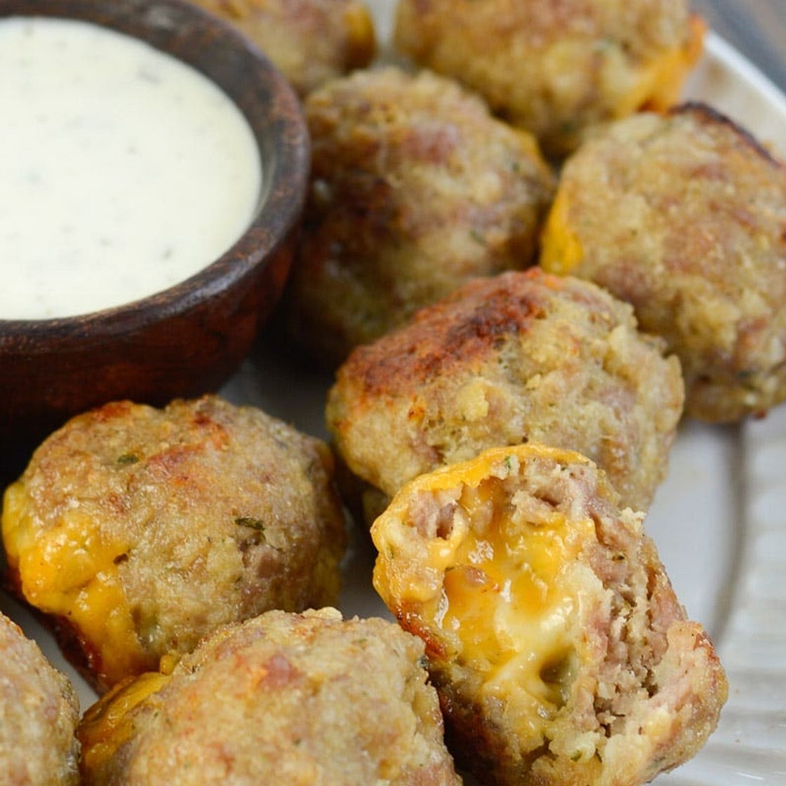Skinny Cheddar Stuffed Meatballs
