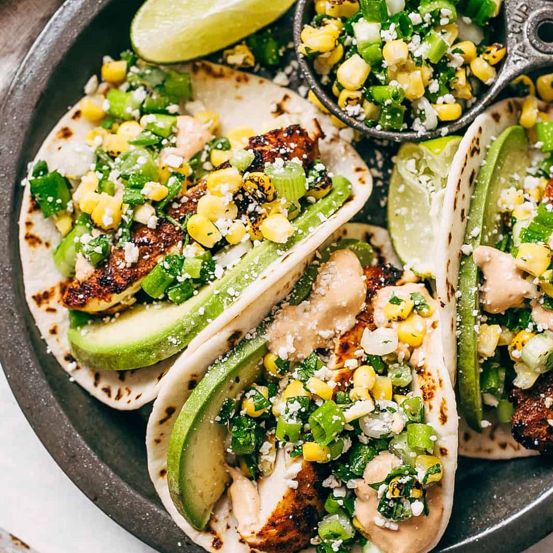 Mexican Street Corn Chicken Tacos
