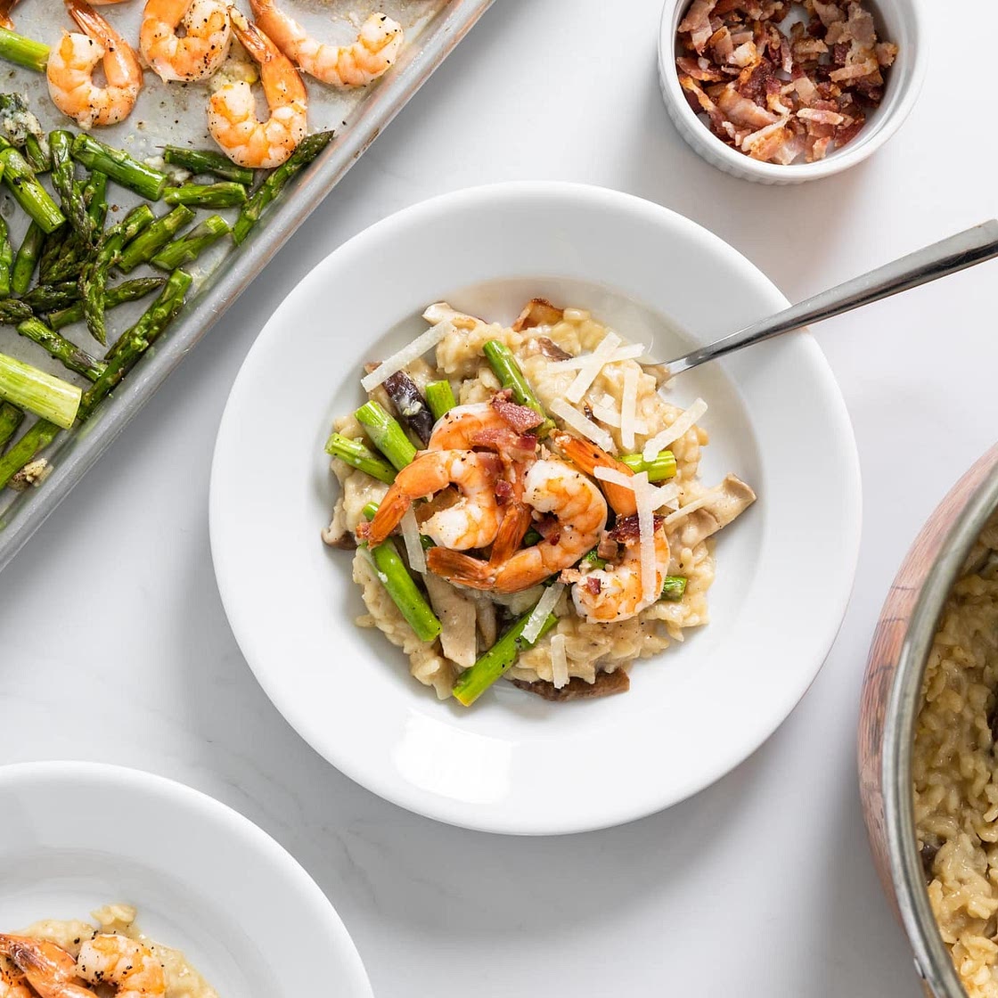 Parmesan Risotto with Shrimp and Asparagus