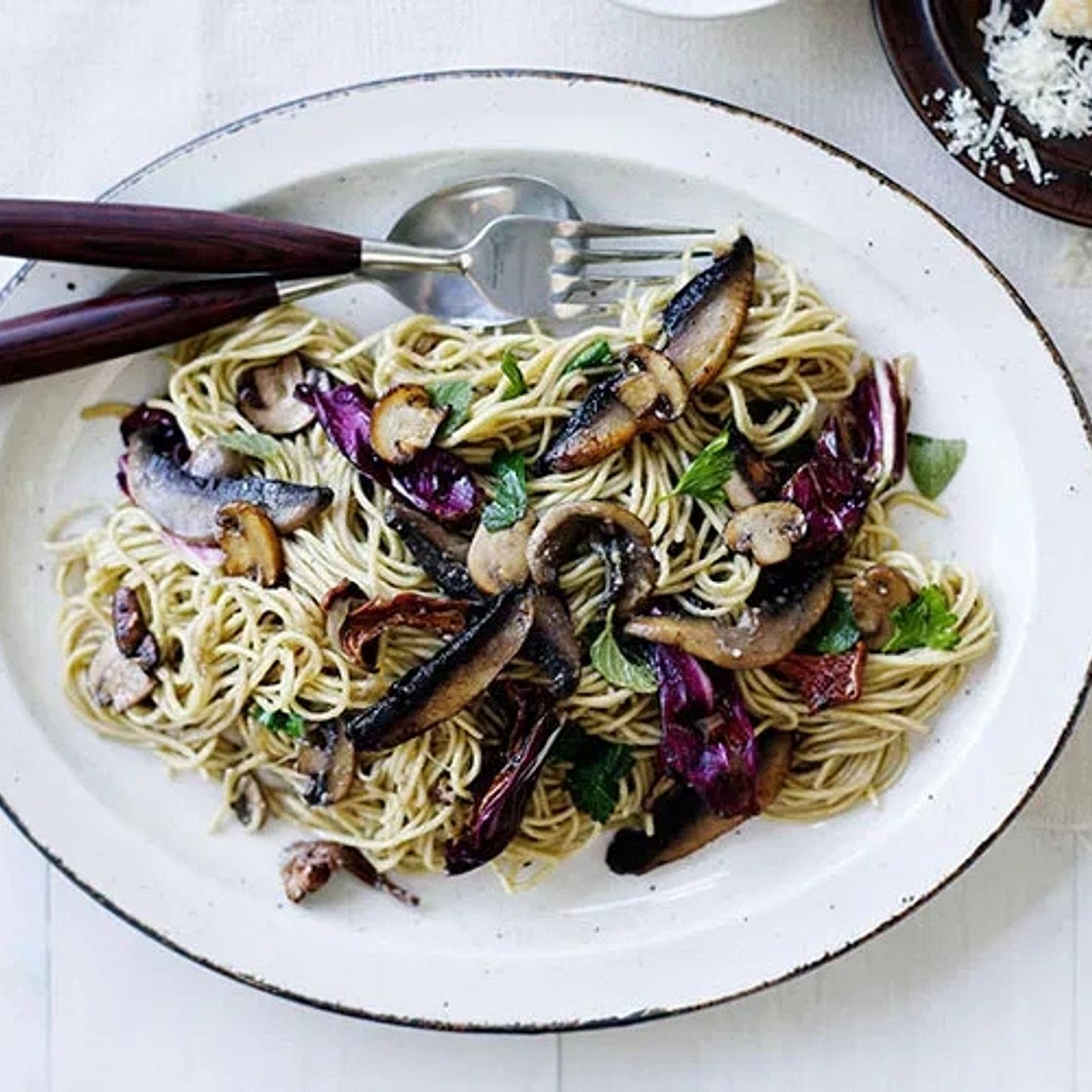Mushroom, radicchio and ricotta tagliarini