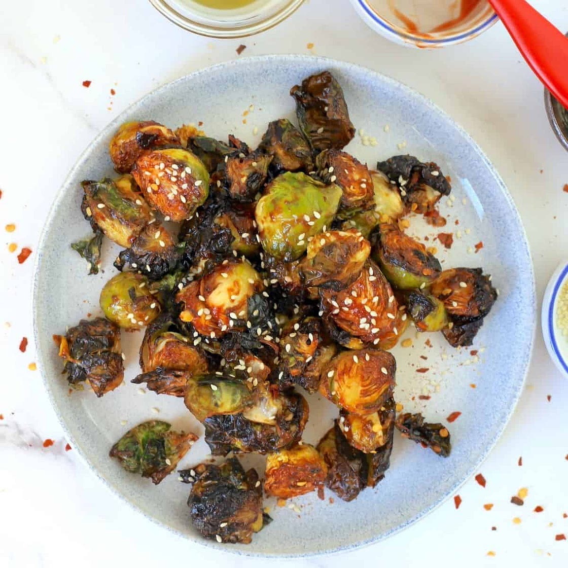 Low Carb Asian BBQ Brussel Sprouts (Air Fryer)
