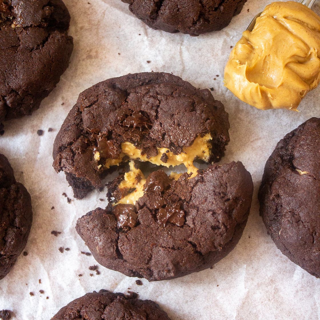 Peanut Butter Stuffed Chocolate Cookies