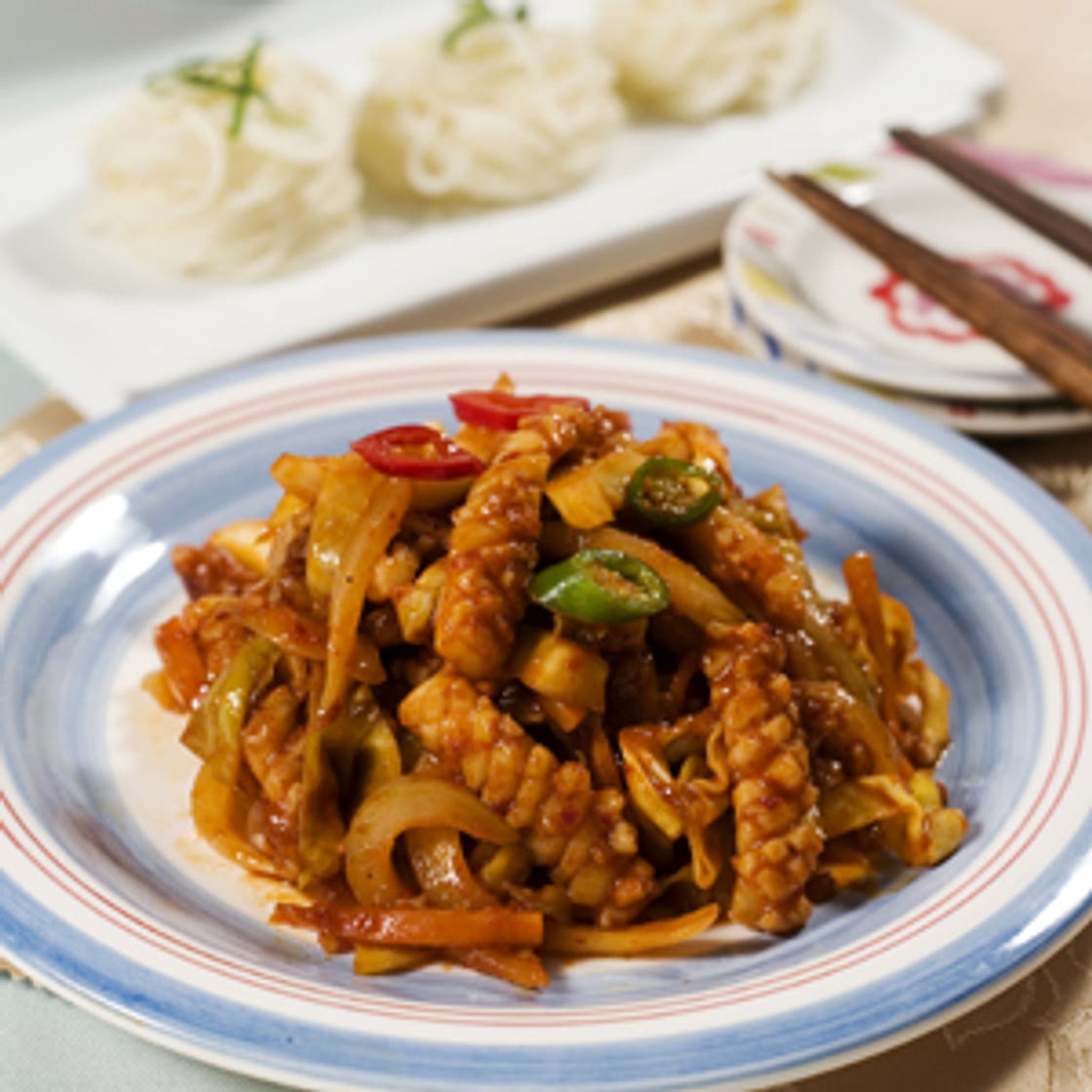 오징어볶음과소면