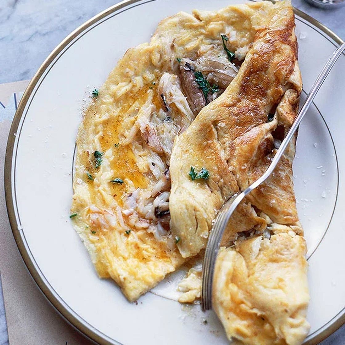 Blue swimmer crab omelette