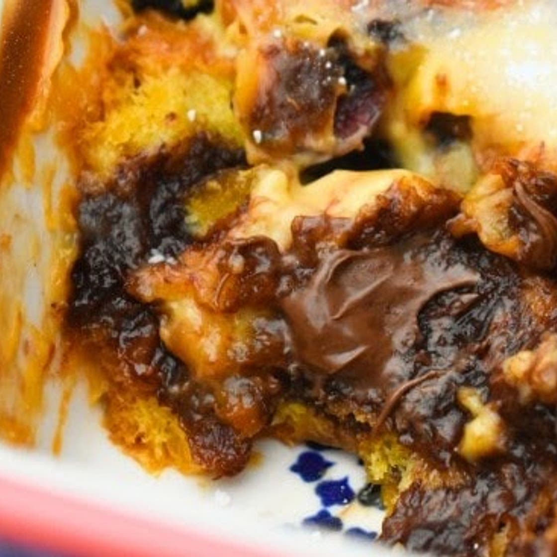 Leftover Panettone Chocolate & Cranberry Pudding