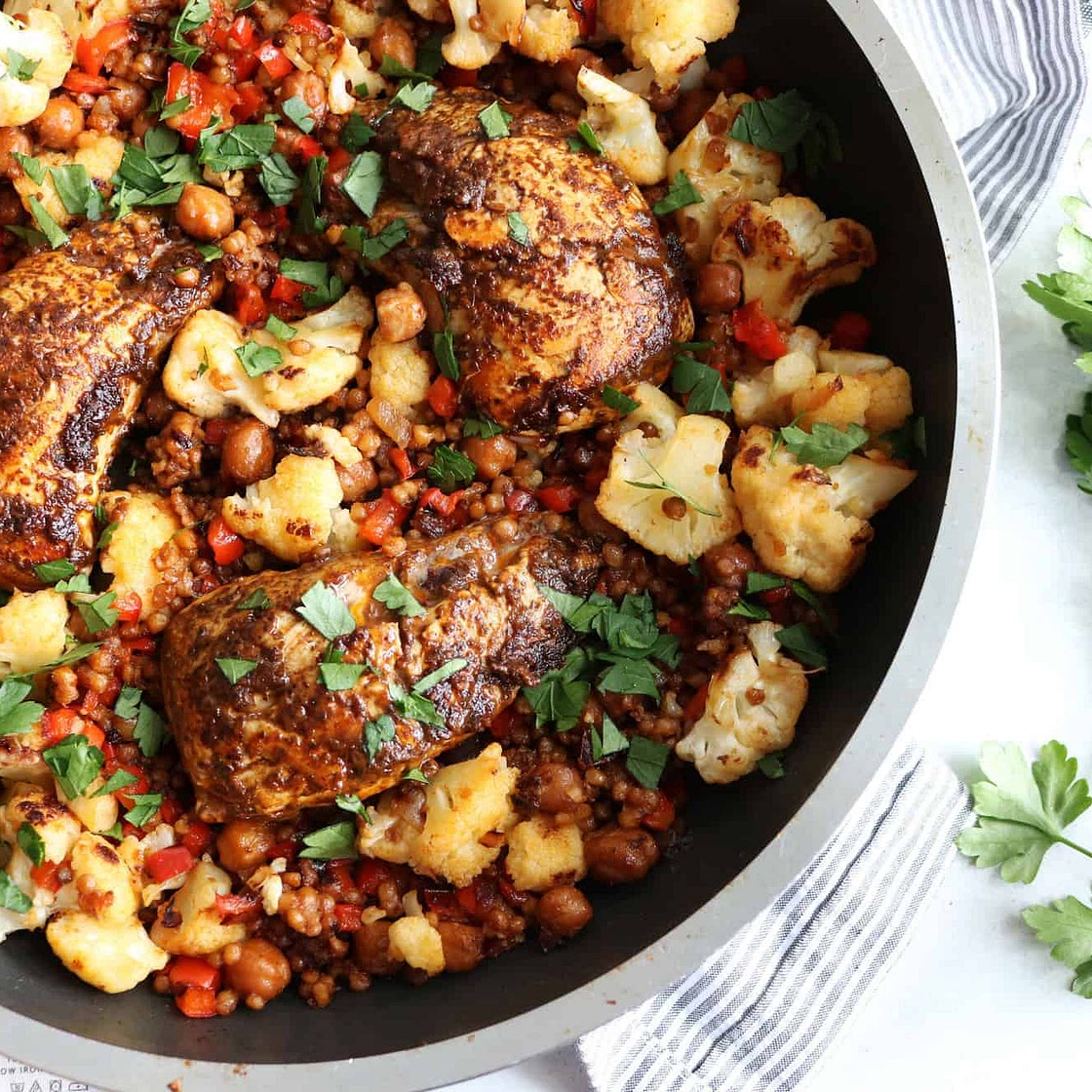 Mediterranean Chicken + Veggie Skillet