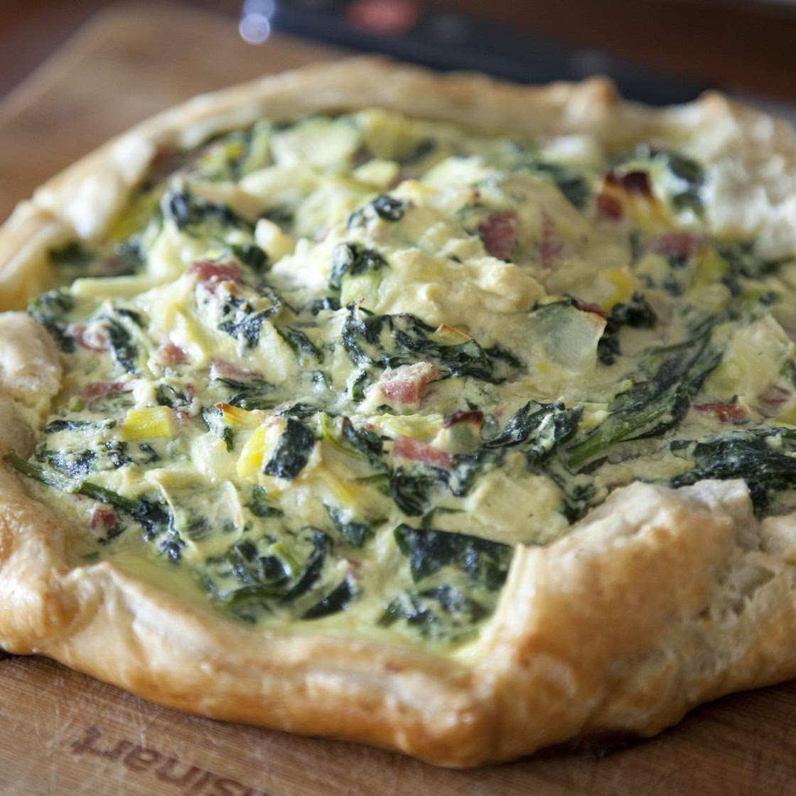 Spinach Leek Salami Quiche