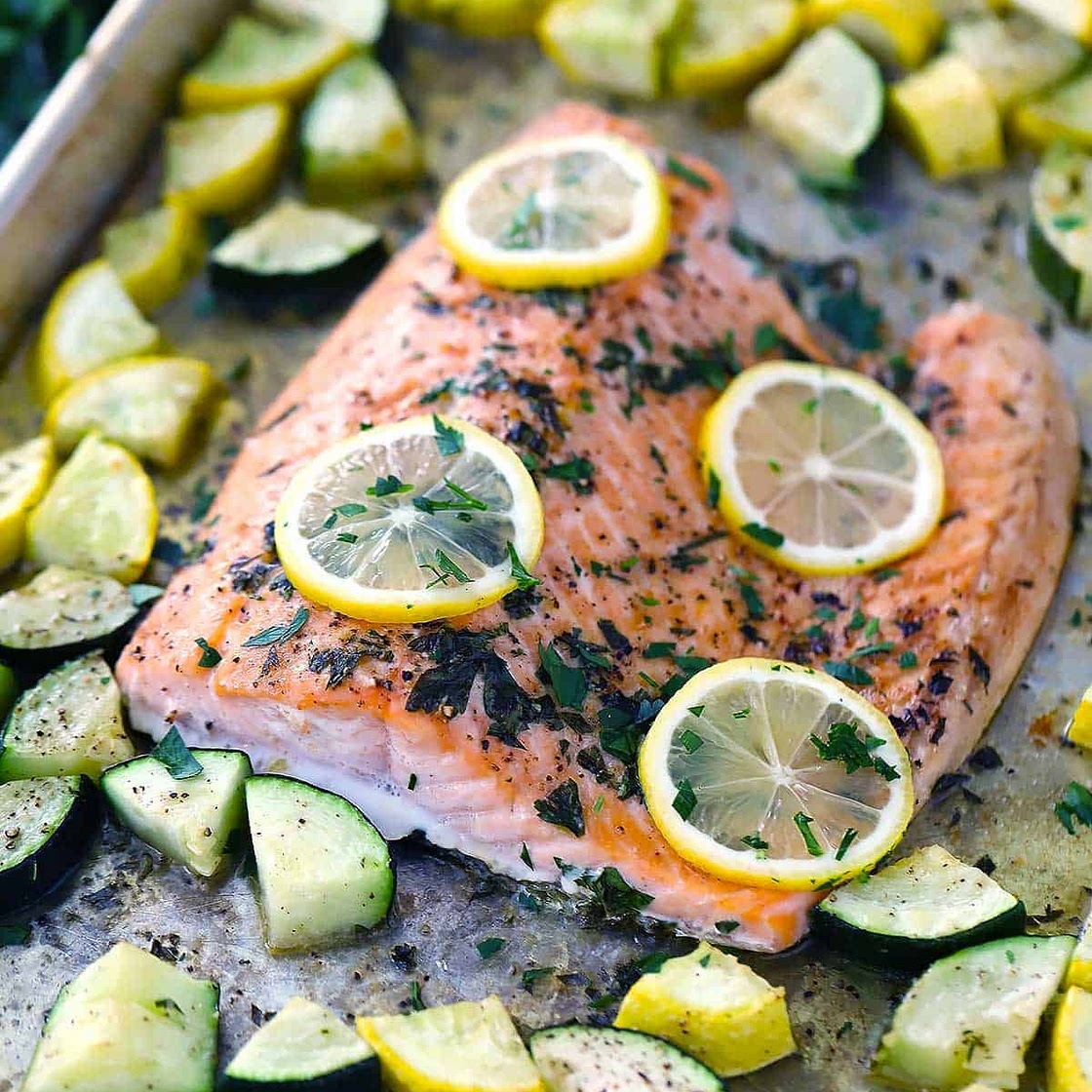 Garlic Butter Sheet Pan Salmon and Veggies