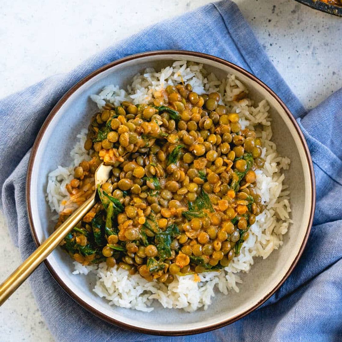 Coconut Lentil Curry with Greens