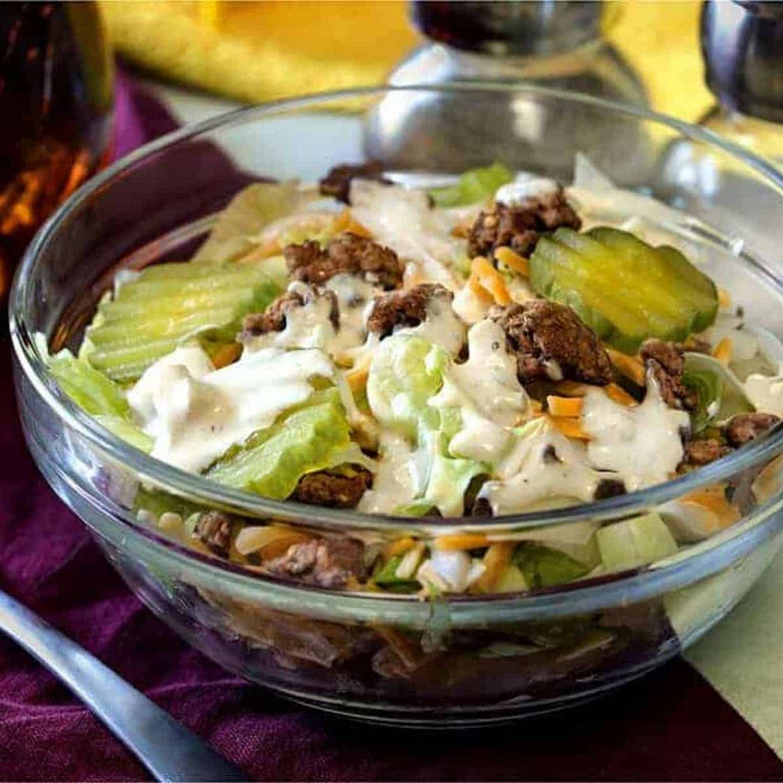 Keto Big Mac Salad | Low Carb Hamburger Salad