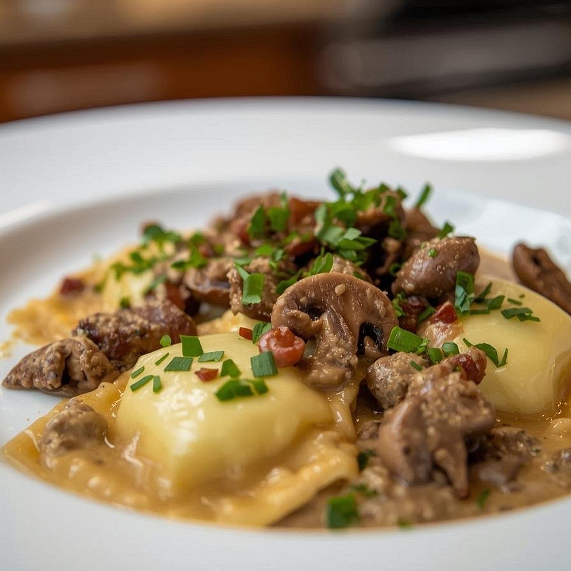Creamy Mushroom & Leek Ravioli