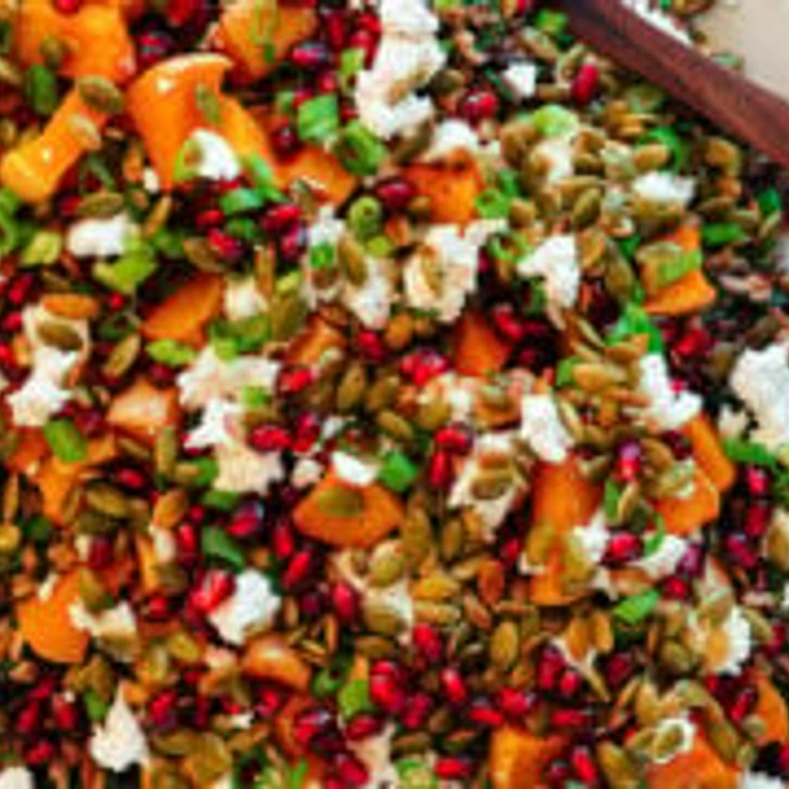 Roasted Butternut Squash, Pomegranate and Wild Rice "Stuffing"