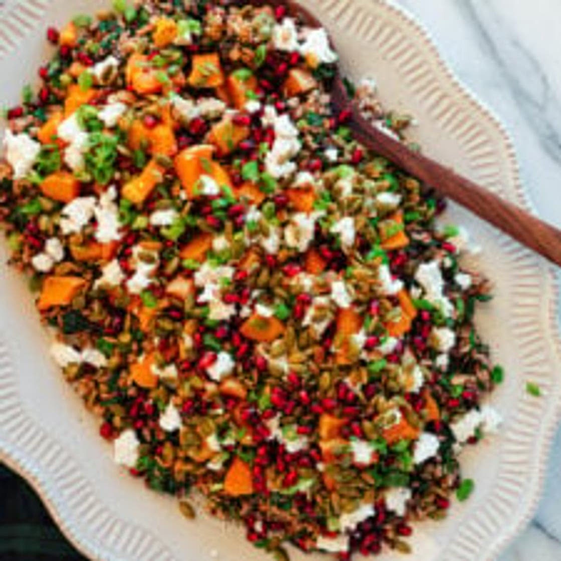 Roasted Butternut Squash, Pomegranate and Wild Rice "Stuffing"