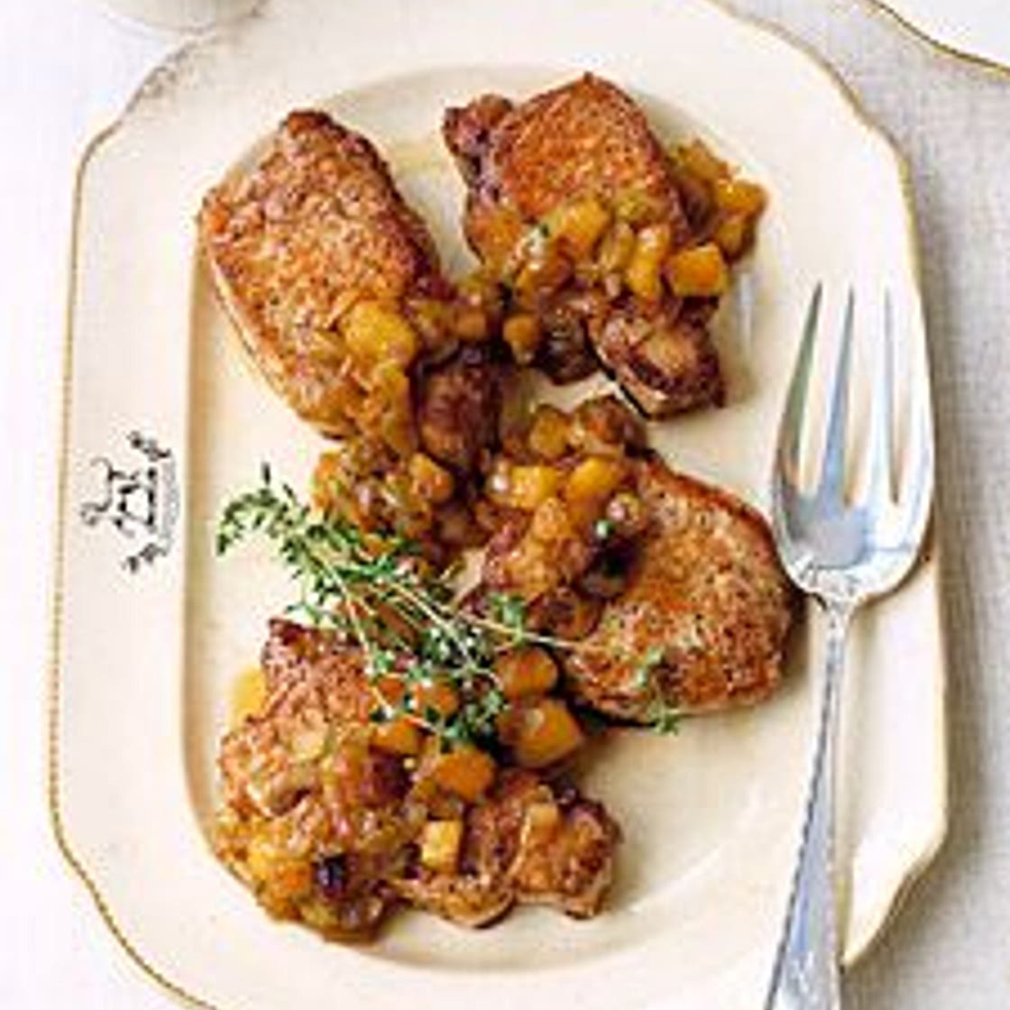 Boneless Pork Chops with Apple Chutney