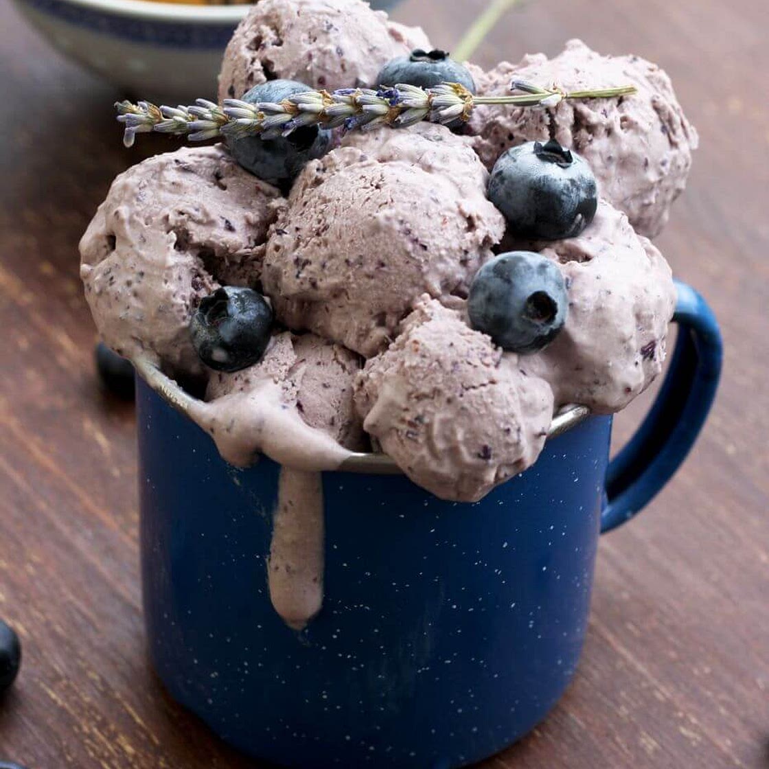 Sugar Free Blueberry Cheesecake Ice Cream with Lavender