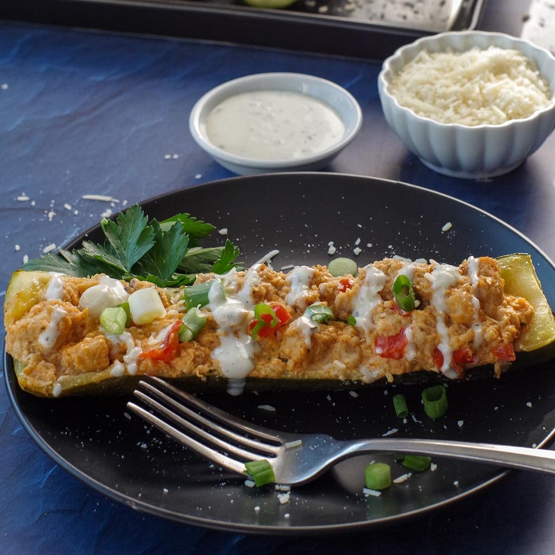 📋 Buffalo Chicken Zucchini Boats (with canned chicken) recipe