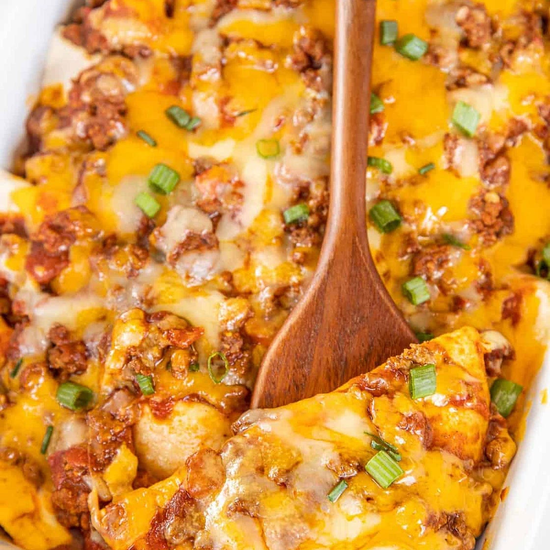 Beef & Cheese Enchilada Casserole