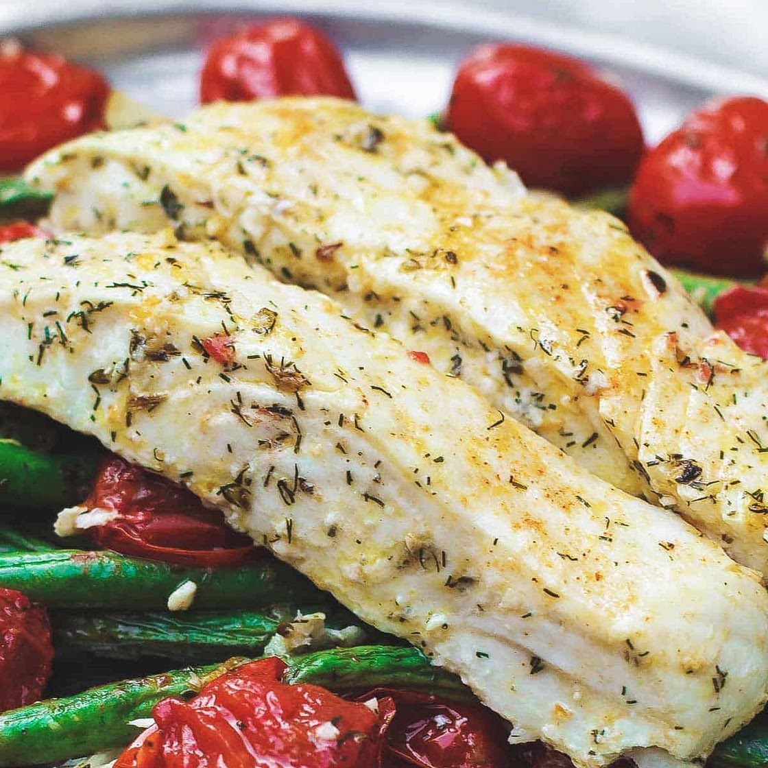 One-Pan Baked Halibut Recipe with Vegetables