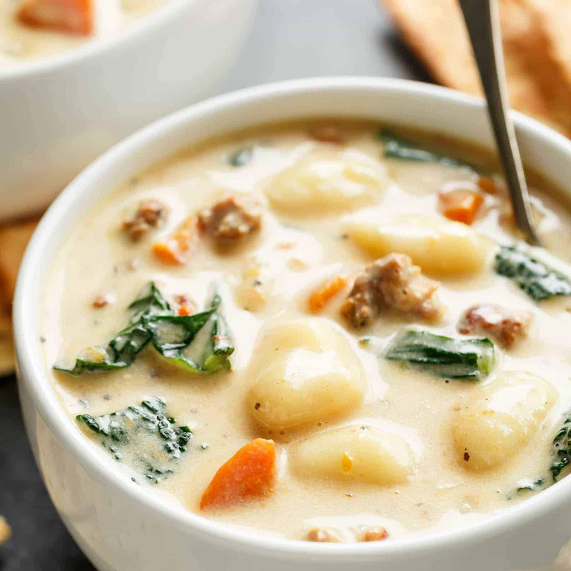 Slow Cooker Creamy Gnocchi Sausage Kale Soup