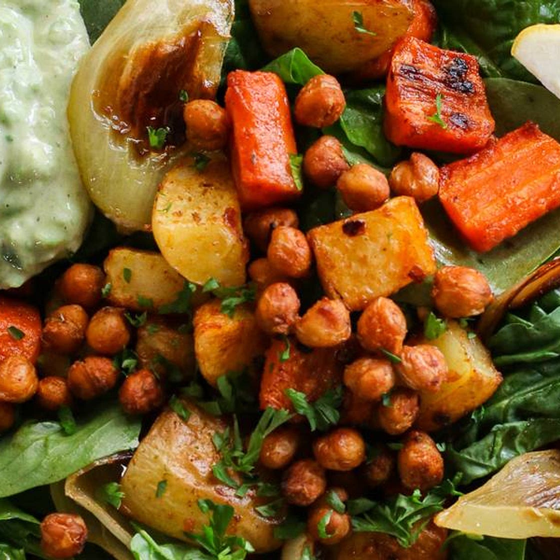 Roasted Vegetable Salad with Crispy Chickpeas